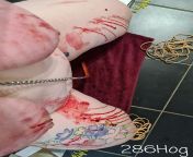 Blood offering to my Master. The vid is for sale, removal of needles and milking the blood out of meatsacks. Buy it for US&#36;20 - DM via chat from milking the auntyus chai