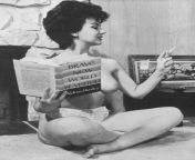Pinup magazine model &#34;Elspeth&#34; reading and smoking [1963] from russian nudist russian magazine model