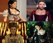 [Salma Hayek, Anya Taylor-Joy, Keira Knightley, Monica Bellucci] Choose a girl to have sex with all night in her historical dress. from tamil collage girl dress removing sex
