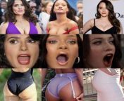 Salma Hayek, Rihanna, Kat Dennings. Fuck one by yourself, rough DP another, public gangbang in front of her female fans. from salma hayek in bikini hot seducing