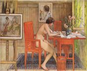 Carl Larsson, Model Writing Postcards (1906) from elin larsson karlsson