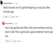 I&#39;ve seen art of a gorilla fingering a t-rex just a few minutes ago from gorilla by