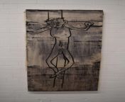 Untitled (Crucifixion), Jamie Scott, Charcoal and Oil on Canvas, 120 x 80cm from 80cm tall