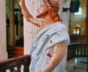 Statue of Jesus Christ covered in blood after the 2019 Sri Lanka Easter Bombings. from sri lanka actor anusha sonali jpg