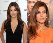 Eva Longoria vs Eva Mendes. Pick one to fuck and one to suck your dick. You can pick one for both if you want. from hollywood actress eva mendes sexess bhuvana