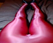 Classic heels and shiny Red spandex tights from milf red spandex jogger