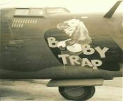 Since this sub is called MilitaryPorn here is the American heavy bomber B-24-H Liberator adorned with pin-up called &#34;Booby Trap&#34; [688x899] from bg sub