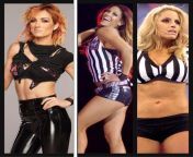 Becky Lynch vs Team Referee (Eve Torres and Trish Stratus) from arlyn torres
