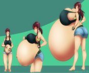 [Belly] Hyper pregnant expansion Revy (Artwork by Marrazan) from hyper shadic vs lord bill
