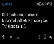 CP featuring a cartoon of Muhammad and the tune of Yakety Sax from arab sax gils phots