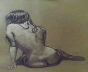Figure study I did today in colored pencil and white charcoal on toned paper. from desi hot indian wife posing in colored pink and white bra panty 7 jpg