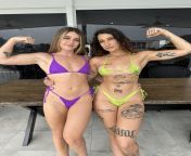 Kiki Isobel &amp; Pia Powa Aussie girls flexing in bikini from chin powa