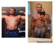 220 lb may 2020 in left photo 180 lb October 2020 in right photo omd 20-4 mixed with jogging and strength training from murrah 2020 s01e01