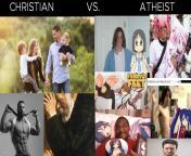 Christians are muscular men who live away from civilization with their wives. Atheists like furry and anime pron. from mallu anties pron