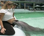 Dolphins love interactin with pregnant women because they communicate by ultrasound. Not only can they hear the mother&#39;s heartbeat , but they can also feel the baby&#39;s heartbeat. They find this fascinating. from indian desi pregnant women baby delivery