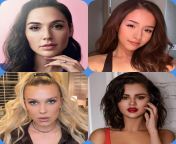 Who WYR get a blowjob from? Gal Gadot or Pokimane or Millie Bobby Brown or Selena Gomez? from millie bobby brown blowjob