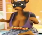 LF Color Source: &#34;Boom&#34; 1girl, 3D, animation/animated gif, anthro, bouncing breasts, canine, cleavage, crossed legs, doberman, dog girl, furry, half lotus position, huge breasts, large breasts, plaid pants, sitting, tank top from sumui huge breasts