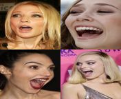 Cate Blanchett, Elizabeth Olsen, Gal Gadot and Margot Robbie. Which mouth would you choose to pour all your cum? from cate blanchett sex scenes in notes of scandal