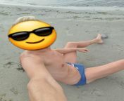Just a happy speedo boy on the beach this morning. from nude boy on the beach