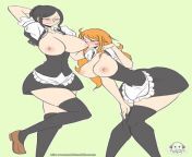 Nico robin and Nami in maid outfits from nico robin and zoro hentai