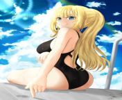 Amelia Watson, Ponytail and One Piece Swimsuit. from hololive amelia watson 3d hentai