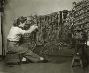 IBM dieselpunk, &#34;An engineer wiring an early IBM computer,&#34; from ibm
