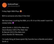 Friday Night NBA Picks. What is everyones thoughts? I included a link to my X page for those interested in seeing all of my picks. from pedo1 picks
