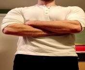 Strong forearms in a tight Henley shirt is a nice combo. from dr lakshmi nair tight jeens shirt photolove album songs
