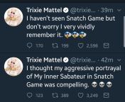 Trixie&#39;s comments on her Snatch Game [Spoilers] from giant spunk flow on bushy snatch