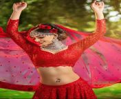Pushpanjali Pandey navel in red ghagra and choli from rati pandey navel photoshoot