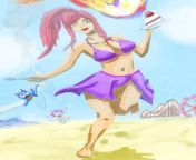 Impending doom, Erza of Fairy Tail beach water color done by me. An FT fan will see the humor I hope ? from erza porn fairy tail