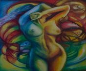 Ma art nude Woman. Oil colors, canvas from bengali ma serial nude