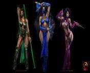 Mortal trio, kitana, jade and mileena (ayyasap) [Mortal Kombat] from mortal kombat ryona