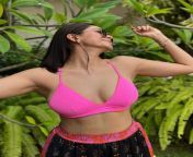 Mrunal Thakur in pink bikini bra top bikini from serial sujitha bikini bra desifakes