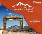 Himachal Pradesh is a living dreamland for mountain lovers. The spectacular abode of snow-covered peaks, dense forest, deep river valleys, cascading waterfalls. starting @ 25,800/- pp from himachal palmpur
