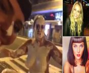 Drunk Britons (22 and 23) in Hong Kong, China seen in a viral 16-second video larking around in wet road markings after a night out; one is seen topless with paint across her chest and allegedly heard saying, sozzle me, sozzle me in a mock Chinese accen from seema sarkar viral link sexy video