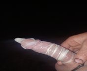 [M] jerking off into a cum filled condom from a fellow redditor from cum filled pussyangla model@a