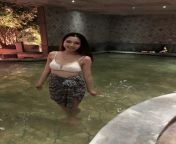 Bikini in hot spring from japanese wife has gangbang in hot spring