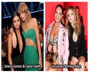 You&#39;re a big hit at a red carpet after party and can take one of these pairs back to your hotel with you for drinks and wild sex. Are you leaving with Selena Gomez and Taylor Swift or Lily James and Freya Allan? And which one do you finish in/on? from sex after party foursome