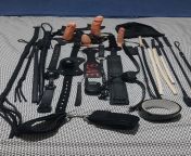 Her toys. [OC] [Femdom] [Female Domination] [Domme] [FLR] [TPE] [UFR] [wife] [pegging] [strapon] [whip] [whipping] [caning] [spank] [discipline] [ballgag] [restraints] [collar] [leash] [shock] [submission] from pegging strapon