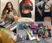 Your thoughts on this dirty girl and her sex toy collection which one do you wanna see her use from girl and animel sex fouke