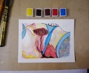 Erogenous Zone. First nude painting in water color, practice on 10.5 x 15 cm from hrishitaa bhatt diandra soares x zone hottest scenes 11