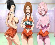 Three beautiful heroines showing their goods in the girl locker room [My Hero Academia] from girl locker room