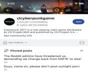Just unsubbed from Cyberpunk2077 because most of the posts are just naked women after the sub was forced to be NSFW from katesplayground just naked zipset