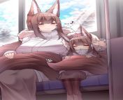 On a train ride with your child and your floof [Azur Lane] from mmd azur lane