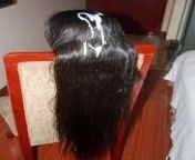 Very very long hair from very long hair indian saree aunty