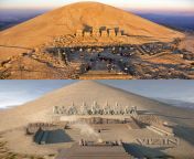 Reconstruction of teh Hierothesion of Antiochus I of Commagene, which was built 2000 years ago standing atop Mount Nemrut, Turkey from parchi teh
