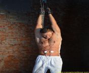 Electric tortures of nipps and abs. A pic from RusCapturedBoys.com video Prisoner Dmitriy. Part II. from ruscapturedboys