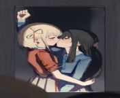 Chisato and Takina sensual Kiss from lesbian sensual kiss