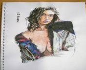 A girl model (IV), by Nstor (me), pen &amp; watercolor, 2017 from pen pavam